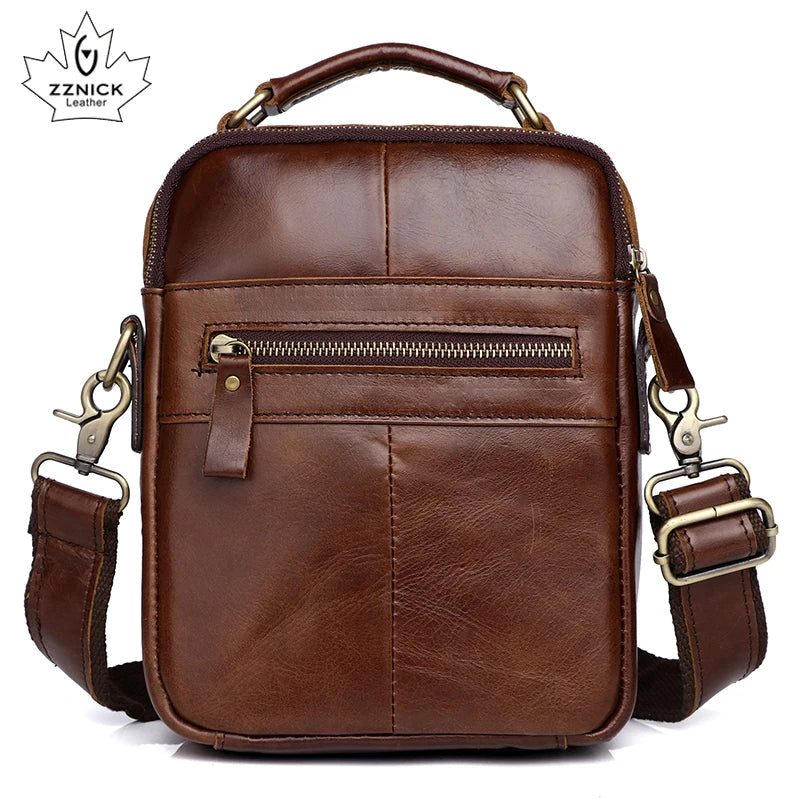 Men's Genuine Leather Bag Handbag Shoulder Messenger Bag Men High Quality Luxury Handbag 2019 Small Flap Sling Bags ZZNICK