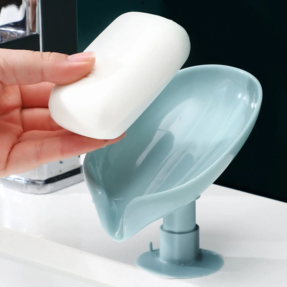 Leaf Shape Soap Holder Soap Dish for Bathroom Quick Drain Large Suction Cup Fixed Firmly Bathroom Storage Rack Soap Container