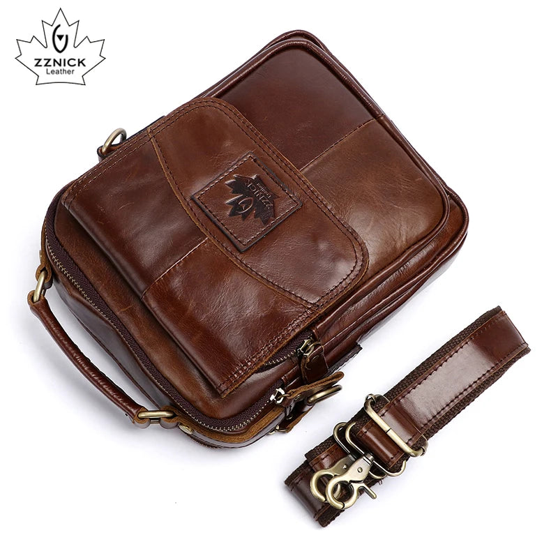 Men's Genuine Leather Bag Handbag Shoulder Messenger Bag Men High Quality Luxury Handbag 2019 Small Flap Sling Bags ZZNICK