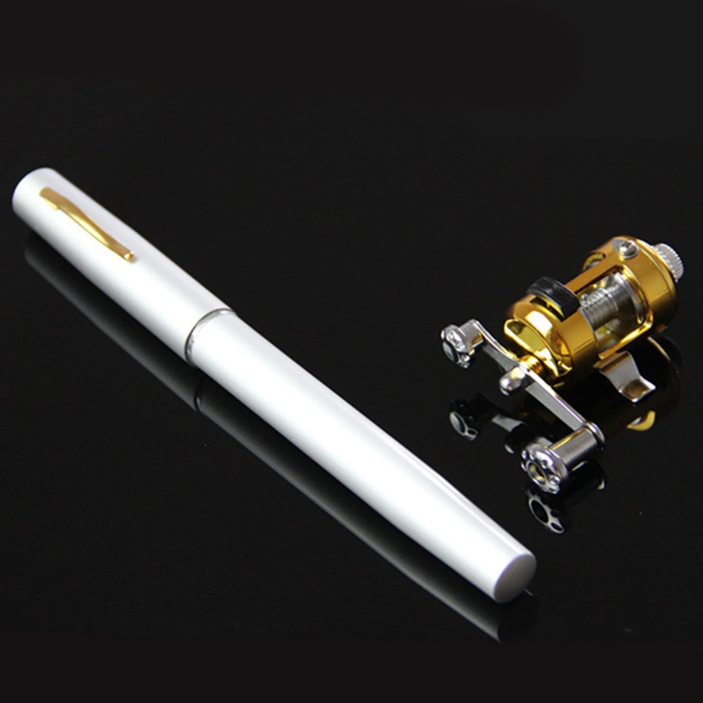 Portable Telescopic Pole Pen Shape Folded River Lake Fishing Rod with Reel Wheel