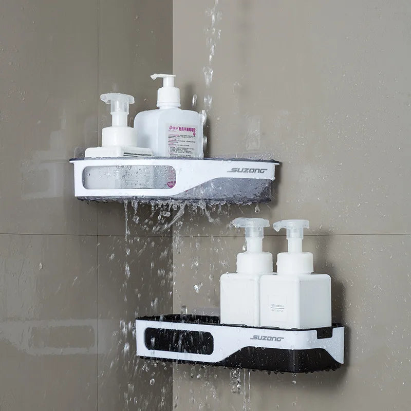 Wall Mounted Bathroom Shelf Shampoo Shower Organizer Punch-Free Bathroom Shelves Storage Rack Drainage Holder Household Items