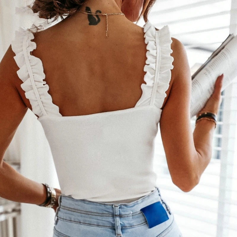 women's solid color camisole metal decorative tube top single shoulder strap vest 2020 sexy summer hot women's clothing