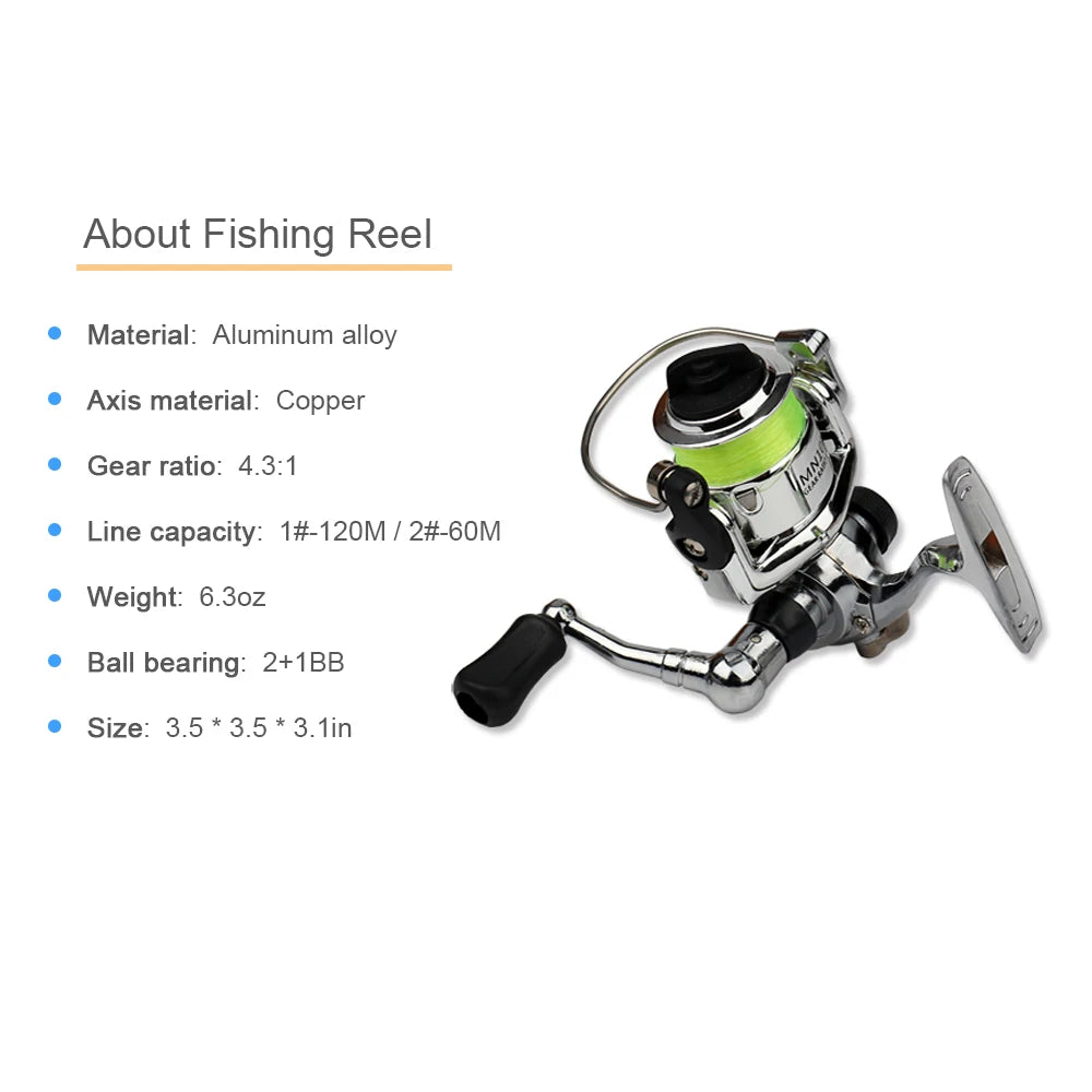 1M / 1.4/1.6M Pocket Collapsible Fishing Rod Reel Combo Mini Pen Fishing Pole Kit 7 Colors Pen Shape Folded Rod With Reel Wheel