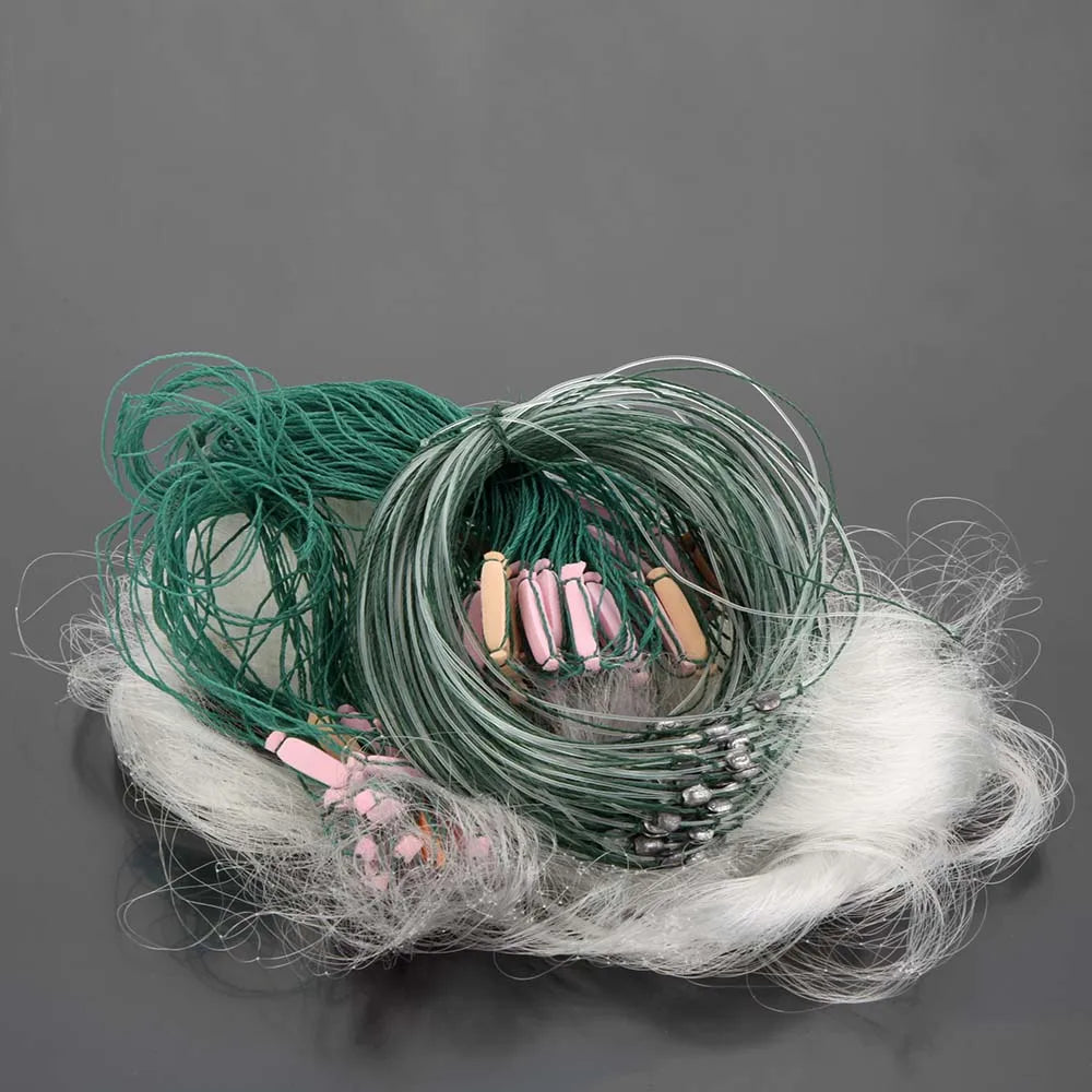 Fishing Net 25m 3 Layers Monofilament Fishing Gill Net with Float Fishing Network Mesh Trap Net Netting Tackle Outdoor