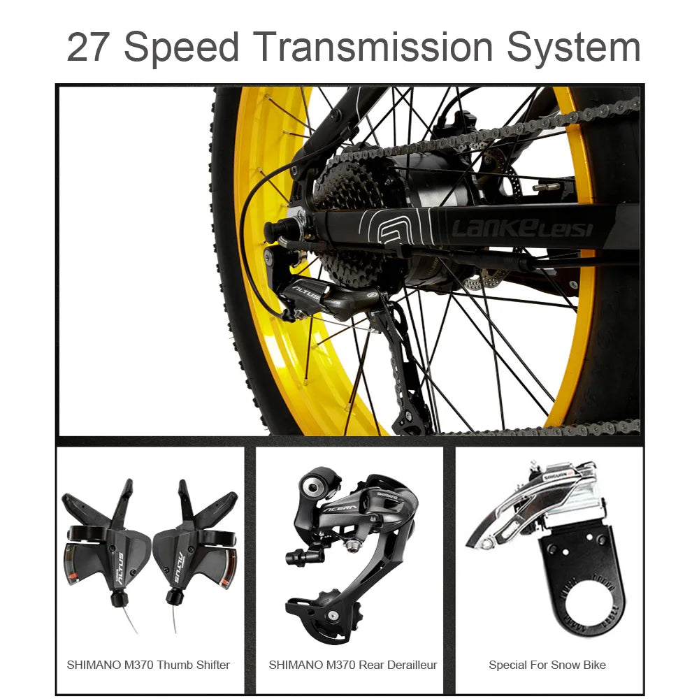 26'' EBike 1000W All-terrain Folding Electric Mountain Bike Dual Suspension Cycling 4.0 Fat Tire Double Mechanical Disc Brake