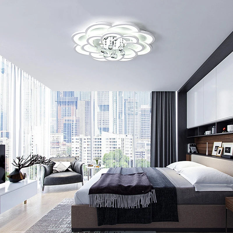 Crystal Modern Led Chandelier For Living Room Bedroom Study Room Home Deco Acrylic 110V 220V Ceiling Chandelier Fixtures