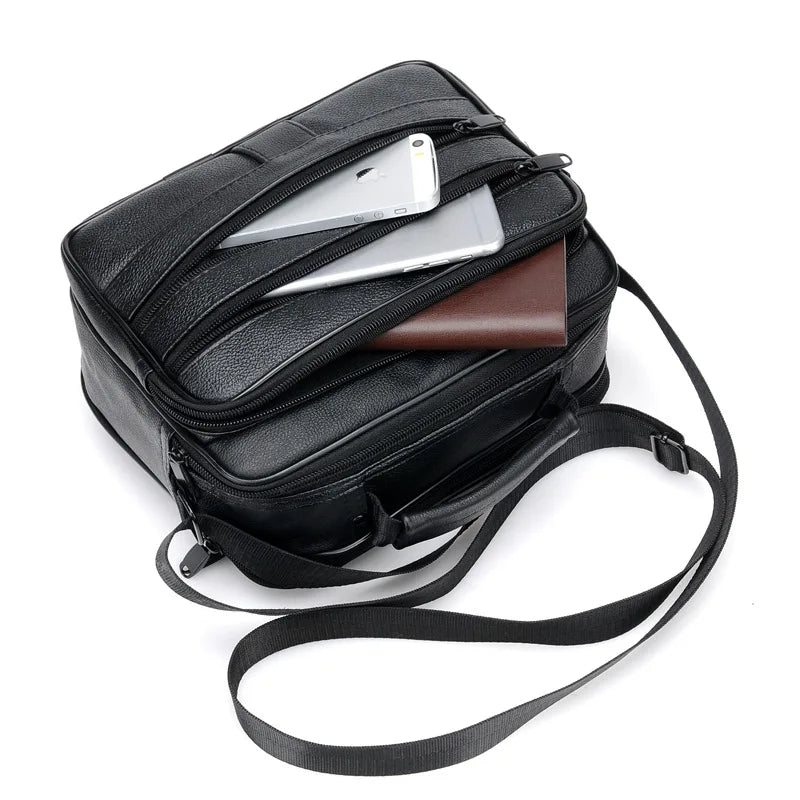 New Men Leather Handbag Zipper men Business bag Black Male Bag Shoulder bags Messenger bags men's briefcases bag Crossbody bag