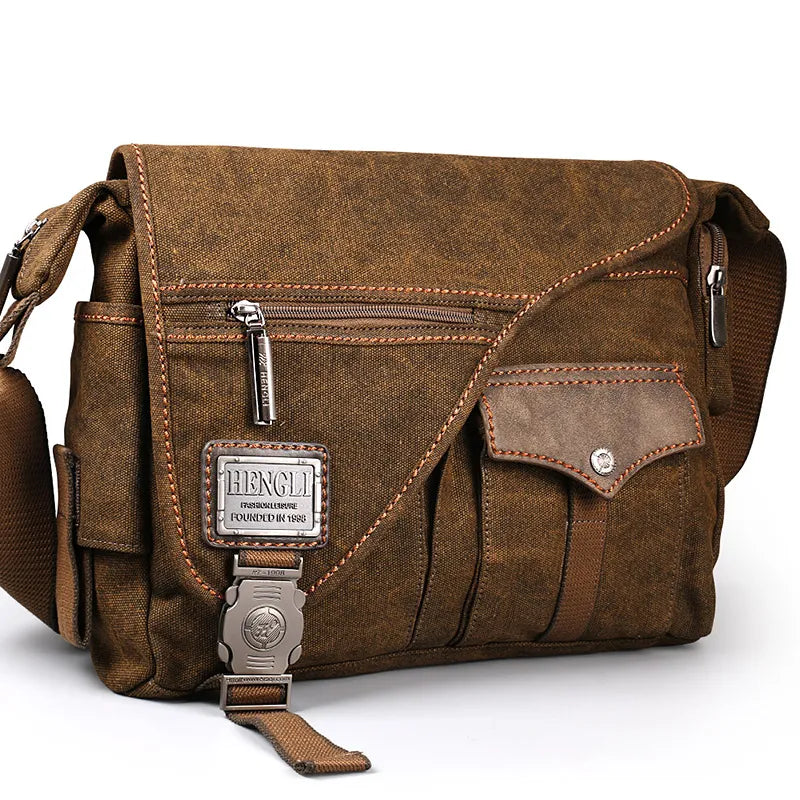 Ruil Men Canvas Multifunction Crossbody Bag Retro Handbags Travel Wear Resistance Shoulder Messenger Bags Leisure Package bolsa