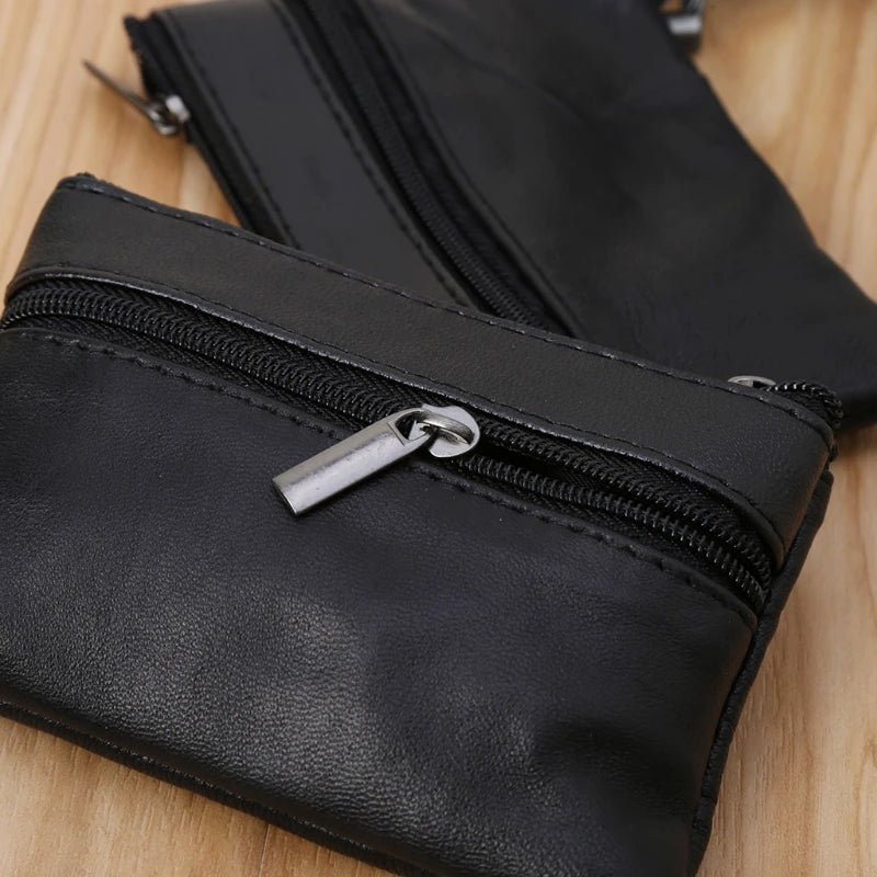 1-5PCS Vintage Leather Men's Zipper Purses Coin Purse Cash Change Wallet Key Holder Money Pouch Gift for Women