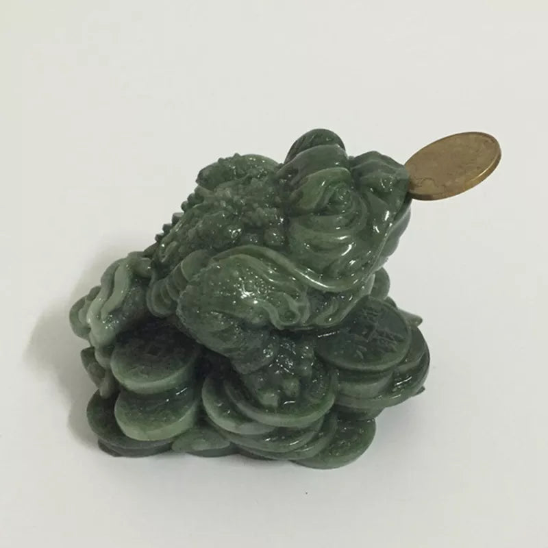 Money Buddha Statues Chinese Feng Shui Coin Three Legged Toad Frog Animal Statue Sculptures Home Decoration Man-made Jade Stone