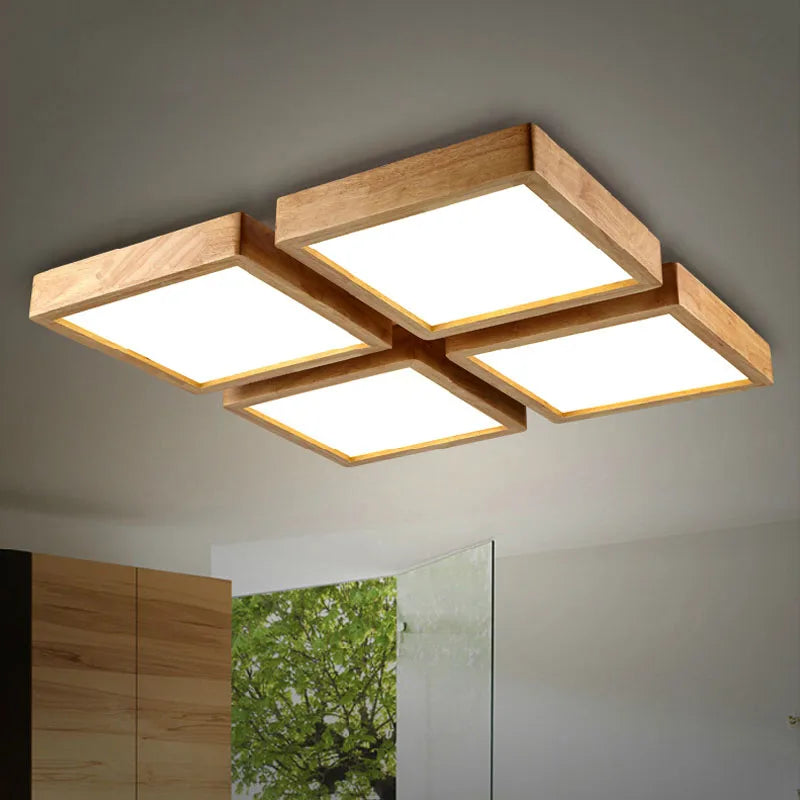 New Creative OAK Modern Led Ceiling Lights for Living Room Bedroom Lampara Techo Wooden Led Ceiling Lamp Fixtures Luminaria