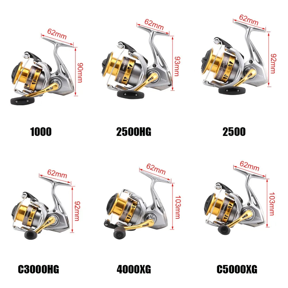 Original Shimano SEDONA FI 1000 2500 C3000 C3000HG 4000XG C5000XG 8000 Spinning Fishing Reel Deep Cup 4BB Hagane Gear Saltwater