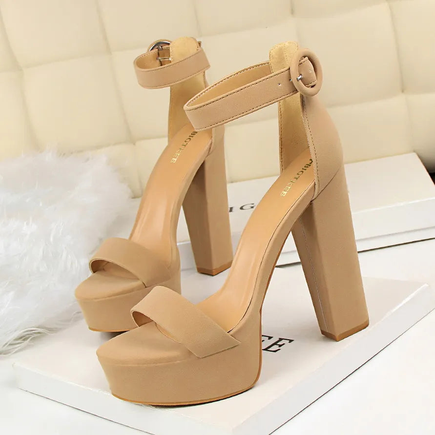 BIGTREE Shoes Women Pumps High Heels Shoes Women Heels Sexy Block Heels Fashion Women Sandals Platform Buckle New Ladies Shoes