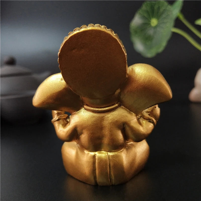 Gold Ganesha Buddha Statue Indian Elephant God Sculptures Resin Ganesh Figurines Ornaments Home Garden Decoration Buddha Statues