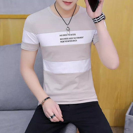 Summer Mens T Shirt  New Fashion Striped T Shirt Men Clothing Trend Slim Fit Short Sleeve Casual Mens Top Tee Shirt 3XL XXXL