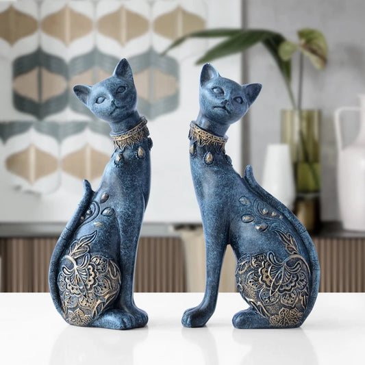 European Cute Resin Cat Figurines Home Decoration Creative Wedding Gift Crafts Animal Statues Home Room Table Sculptures Decor