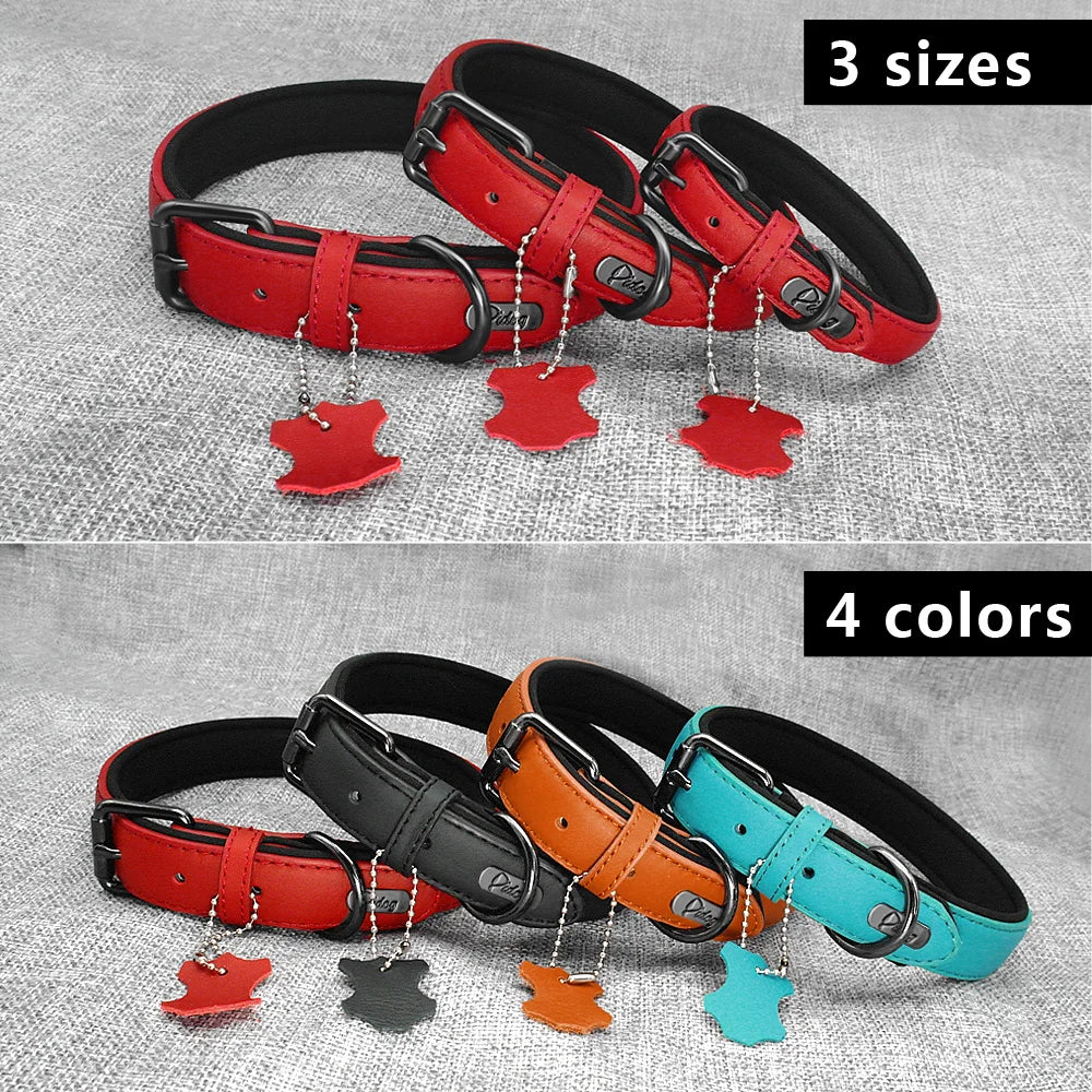 Genuine Leather Dog Collar Padded Adjustable Pitbull Bulldog Collars For Medium Large Dogs German Shepherd Dog Belt Mascotas S-L