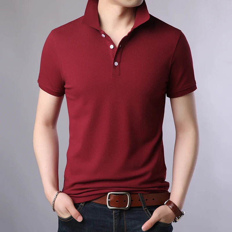 2023 New Fashion Brands Polo Shirt Men's 100% Cotton Summer Slim Fit Short Sleeve Solid Color Boys Polos Casual Mens Clothing