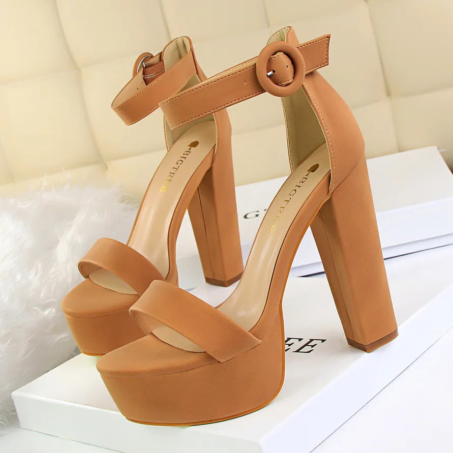 BIGTREE Shoes Women Pumps High Heels Shoes Women Heels Sexy Block Heels Fashion Women Sandals Platform Buckle New Ladies Shoes