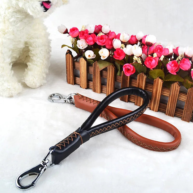 1PC New Leather Dog Collars And Leashes High Quality Short Pet Leash Belt Traction Rope For Dogs Breed Accessories P20