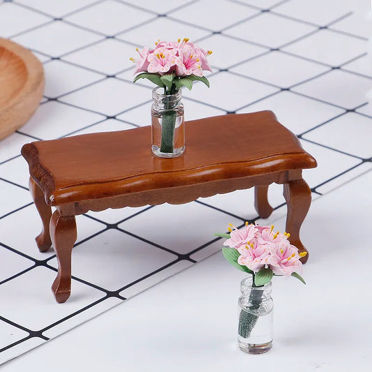 1/12 Dollhouse Miniature Mini Wooden Coffee Table Simulation End Table Furniture Toys for Doll House Decoration Accessories