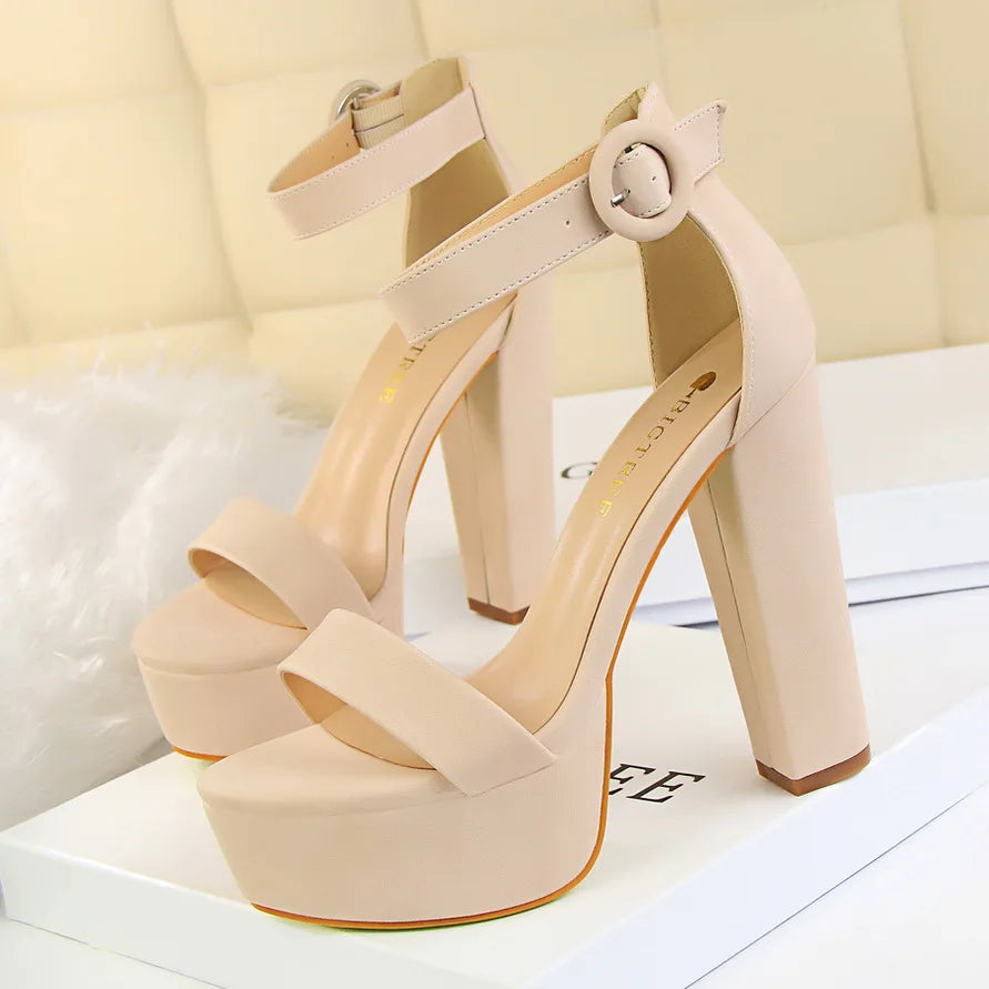 BIGTREE Shoes Women Pumps High Heels Shoes Women Heels Sexy Block Heels Fashion Women Sandals Platform Buckle New Ladies Shoes