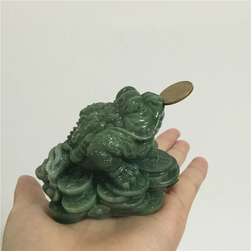 Money Buddha Statues Chinese Feng Shui Coin Three Legged Toad Frog Animal Statue Sculptures Home Decoration Man-made Jade Stone