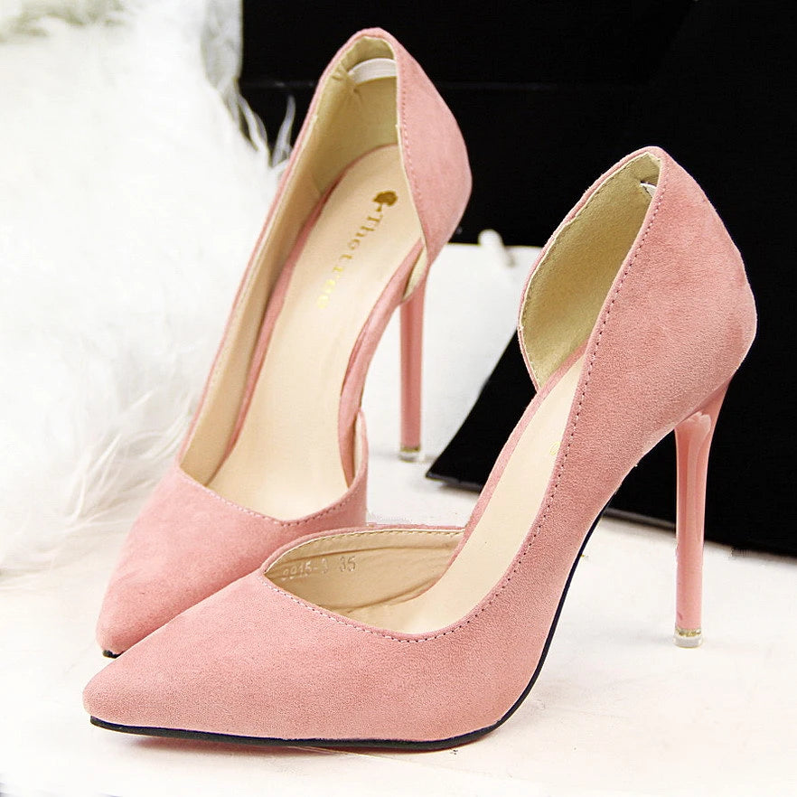 Faux Suede Women Pumps High Heels Women Shoes Fashion Office Ladies Shoes Pointed Toe High-heeled Party Shoes Woman Stilettos