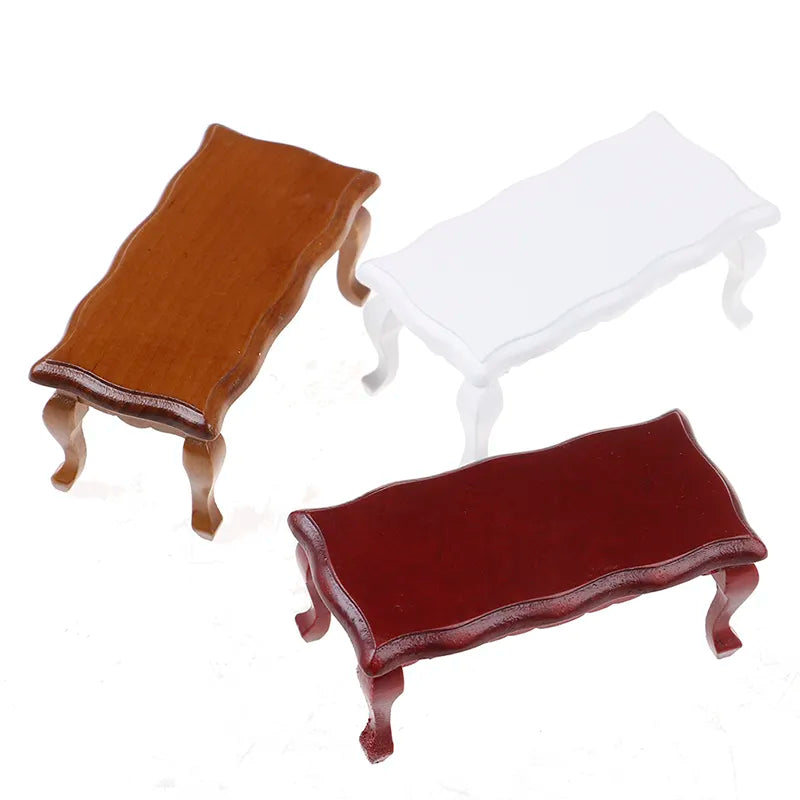 1/12 Dollhouse Miniature Mini Wooden Coffee Table Simulation End Table Furniture Toys for Doll House Decoration Accessories