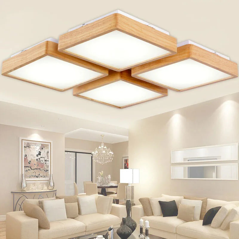 New Creative OAK Modern Led Ceiling Lights for Living Room Bedroom Lampara Techo Wooden Led Ceiling Lamp Fixtures Luminaria