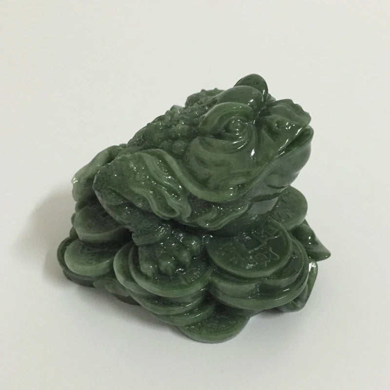 Money Buddha Statues Chinese Feng Shui Coin Three Legged Toad Frog Animal Statue Sculptures Home Decoration Man-made Jade Stone