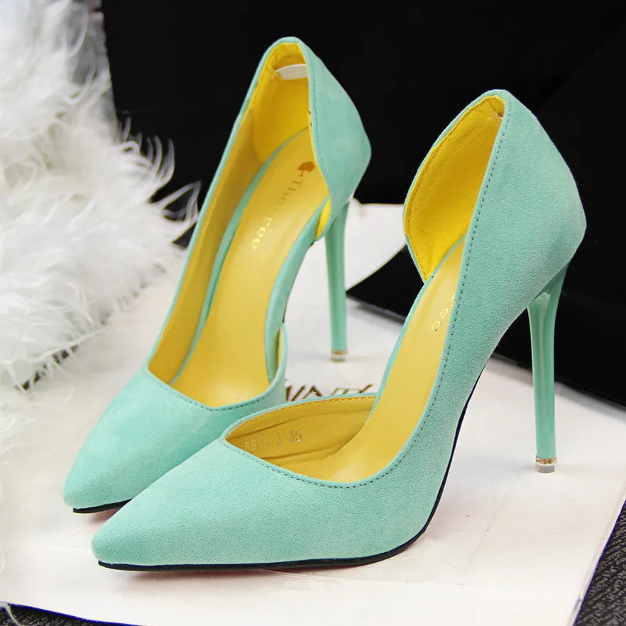 Faux Suede Women Pumps High Heels Women Shoes Fashion Office Ladies Shoes Pointed Toe High-heeled Party Shoes Woman Stilettos