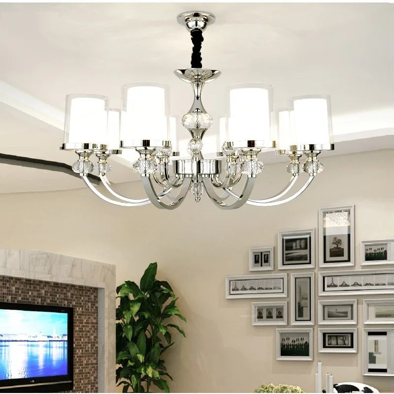 Modern Crystal Chandelier Lights Lamp For Living Room Chrome metal LED Chandelier Lighting Pendant Hanging Ceiling Fixtures