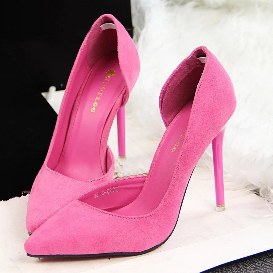 Faux Suede Women Pumps High Heels Women Shoes Fashion Office Ladies Shoes Pointed Toe High-heeled Party Shoes Woman Stilettos