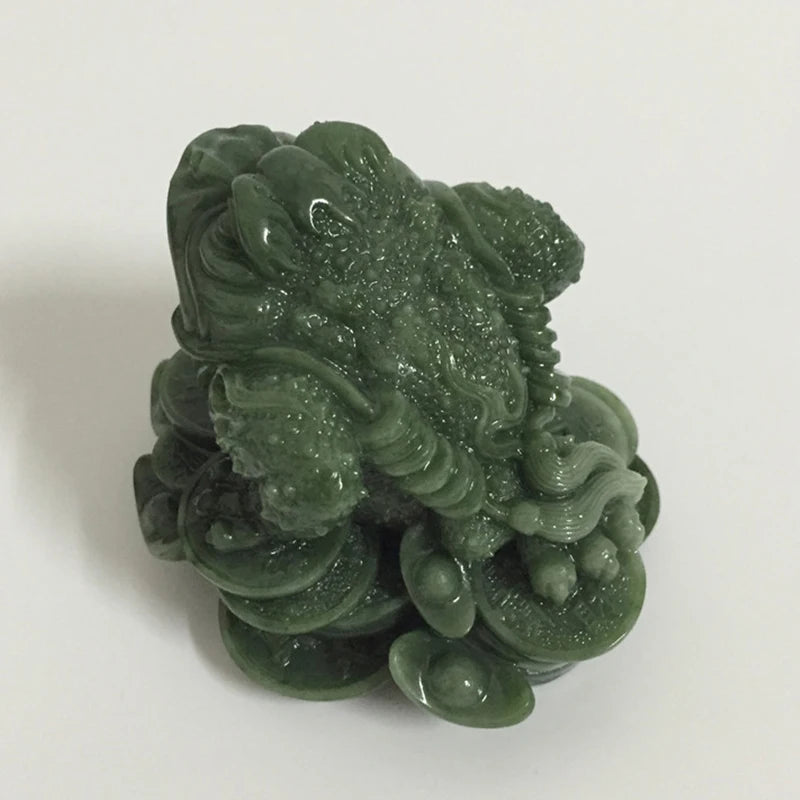 Money Buddha Statues Chinese Feng Shui Coin Three Legged Toad Frog Animal Statue Sculptures Home Decoration Man-made Jade Stone