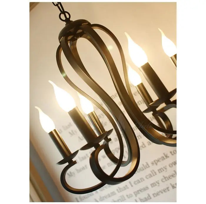 Modern candle Chandelier lighting Nordic American coutry style Fixtures Vintage white/black wrought Iron Home Lighting E14