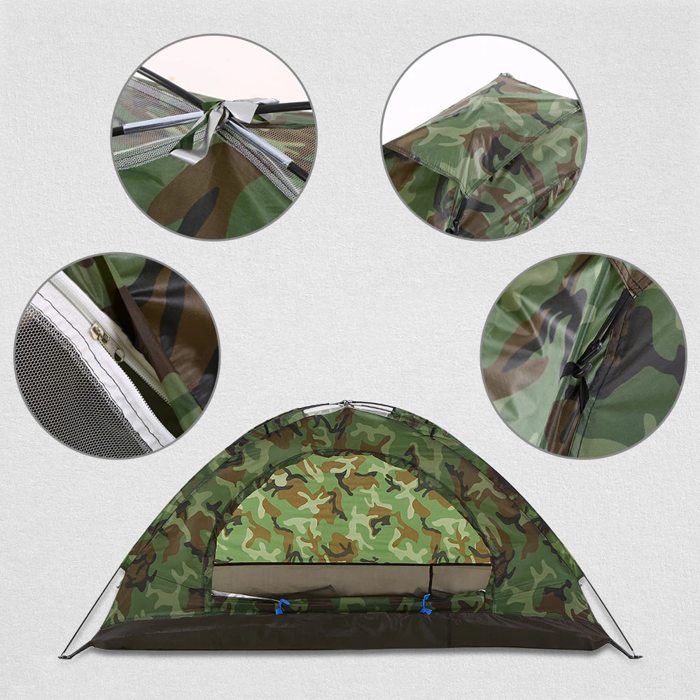 Tomshoo 2 Person Camping Tent Single Layer Portable Camouflage Waterproof Outdoor 3 Season Camping Tent Ultralight Beach Tent