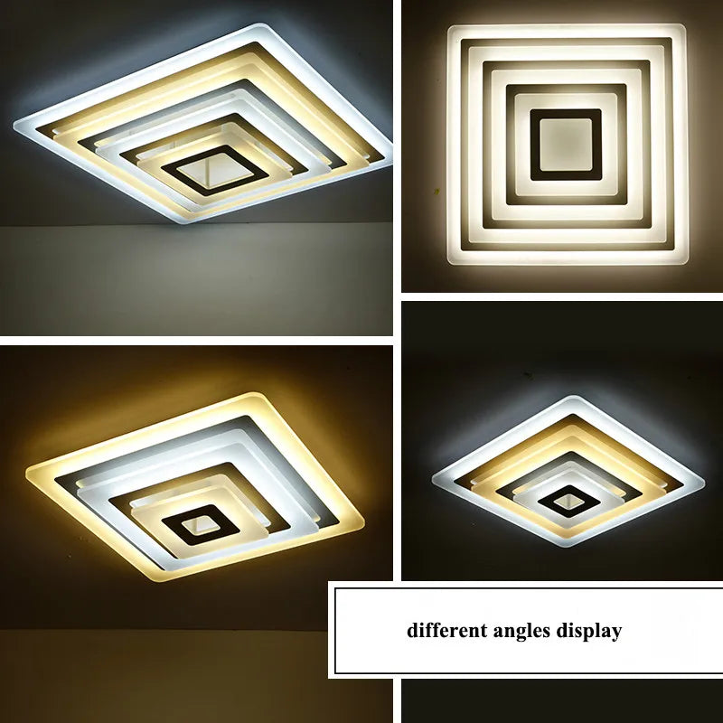 Modern Simple Square Dimmable Led Ceiling Lights Lustre Acrylic Metal Bedroom Led Ceiling Light Dining Room Celing Lighting Lamp