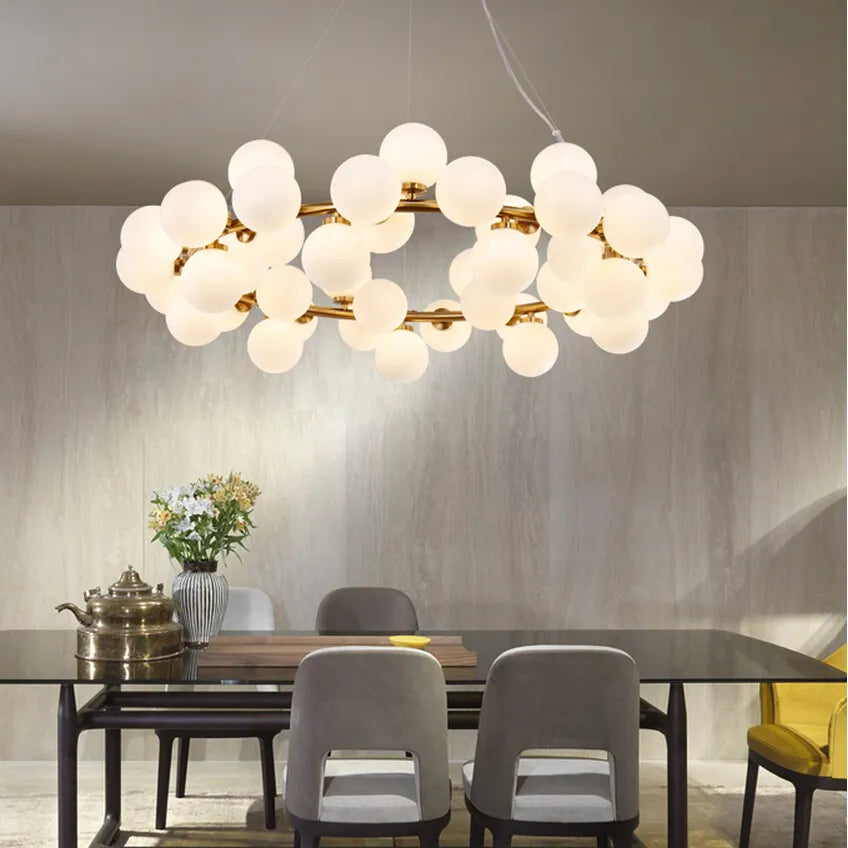 Magic Bean Modern LED Pendant Chandelier Lights For Living Room Dining Room G4 Gold /Black White Glass Chandelier Lamp Fixtures