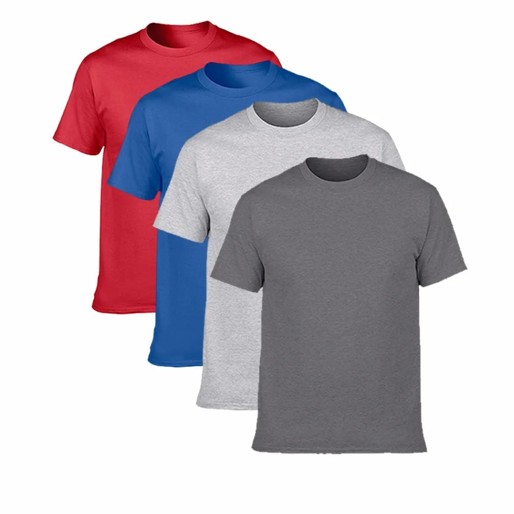 4pcs/Lot Hot Sale Classic Men's T-Shirt Short Sleeve O Neck Oversized Cotton T Shirt Men Clothing Tee Shirt Homme Plus Size 3XL