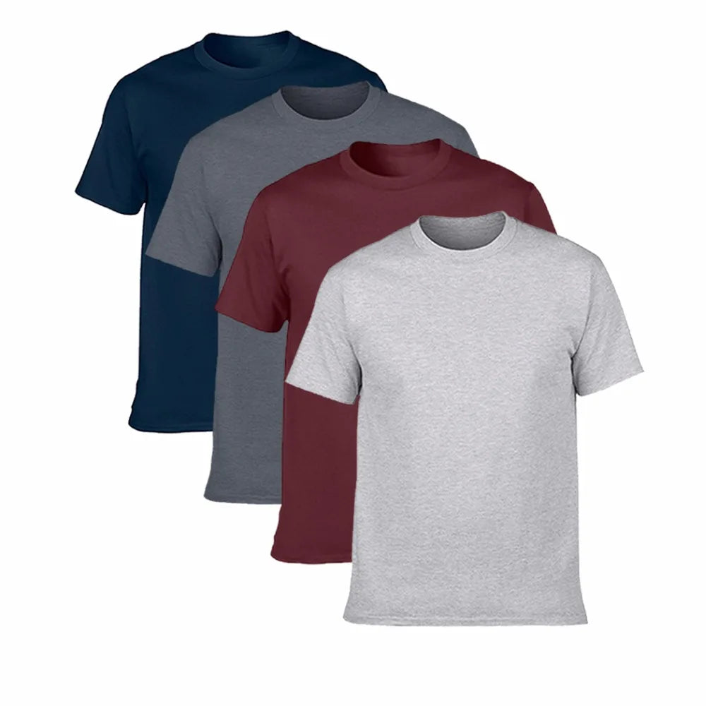 4pcs/Lot Hot Sale Classic Men's T-Shirt Short Sleeve O Neck Oversized Cotton T Shirt Men Clothing Tee Shirt Homme Plus Size 3XL