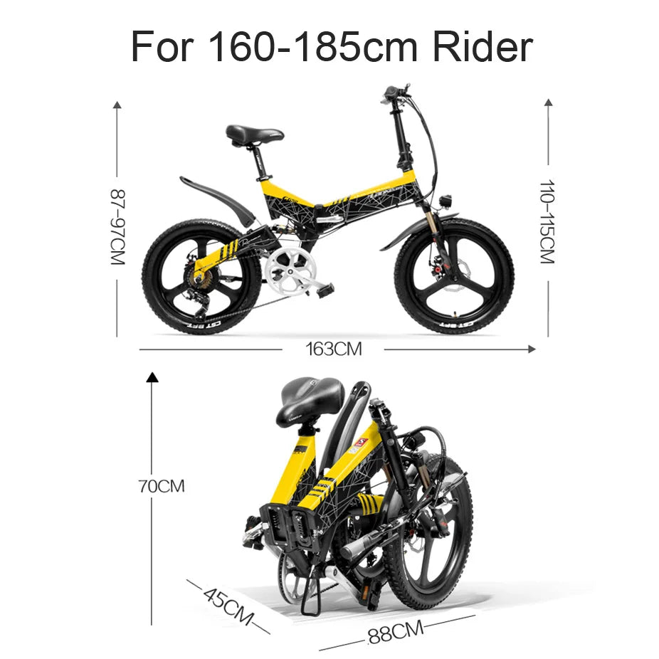 Upgraded G650 20'' Mountain Bike 7 Speed Electric Bike 400W 14.5Ah Hidden Li-ion Battery 5 PAS Front & Rear Suspension