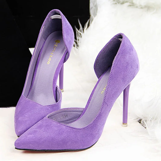 Faux Suede Women Pumps High Heels Women Shoes Fashion Office Ladies Shoes Pointed Toe High-heeled Party Shoes Woman Stilettos