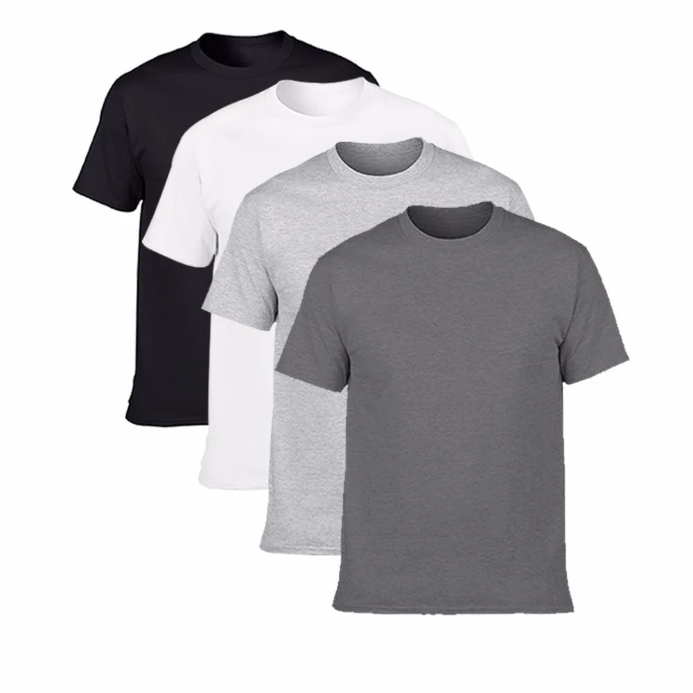 4pcs/Lot Hot Sale Classic Men's T-Shirt Short Sleeve O Neck Oversized Cotton T Shirt Men Clothing Tee Shirt Homme Plus Size 3XL