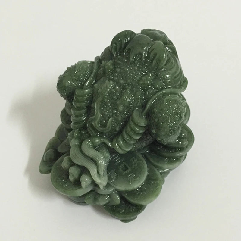 Money Buddha Statues Chinese Feng Shui Coin Three Legged Toad Frog Animal Statue Sculptures Home Decoration Man-made Jade Stone