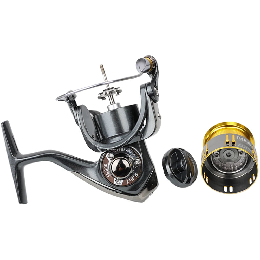 TSURINOYA FS800 FS1000 Spinning Reel Stainless Shallow Spool Ultra-Light Lure Baits Fishing Coil 10BB 5.2:1 4kg For Trout Peche