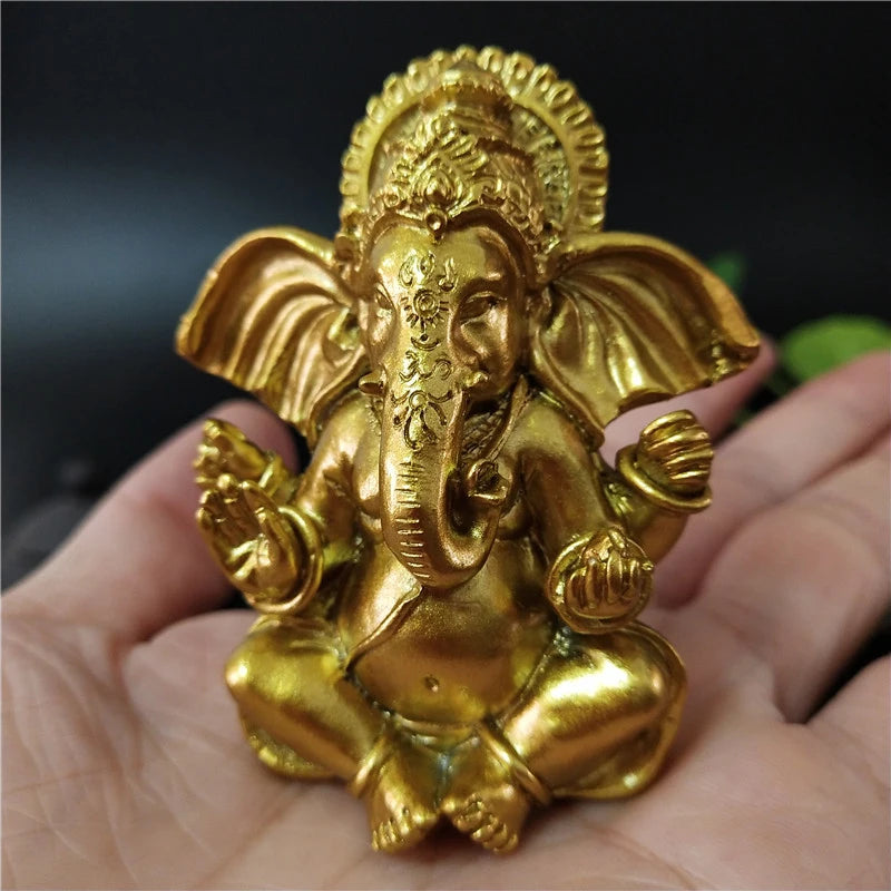 Gold Ganesha Buddha Statue Indian Elephant God Sculptures Resin Ganesh Figurines Ornaments Home Garden Decoration Buddha Statues