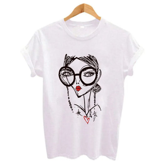 Hipster Cool Girl Print Women t shirt 2020 Summer Short sleeve O Neck Harajuku t-shirt Casual Plus size Women's clothing