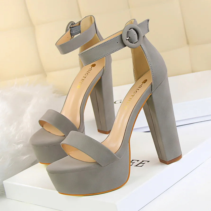 BIGTREE Shoes Women Pumps High Heels Shoes Women Heels Sexy Block Heels Fashion Women Sandals Platform Buckle New Ladies Shoes