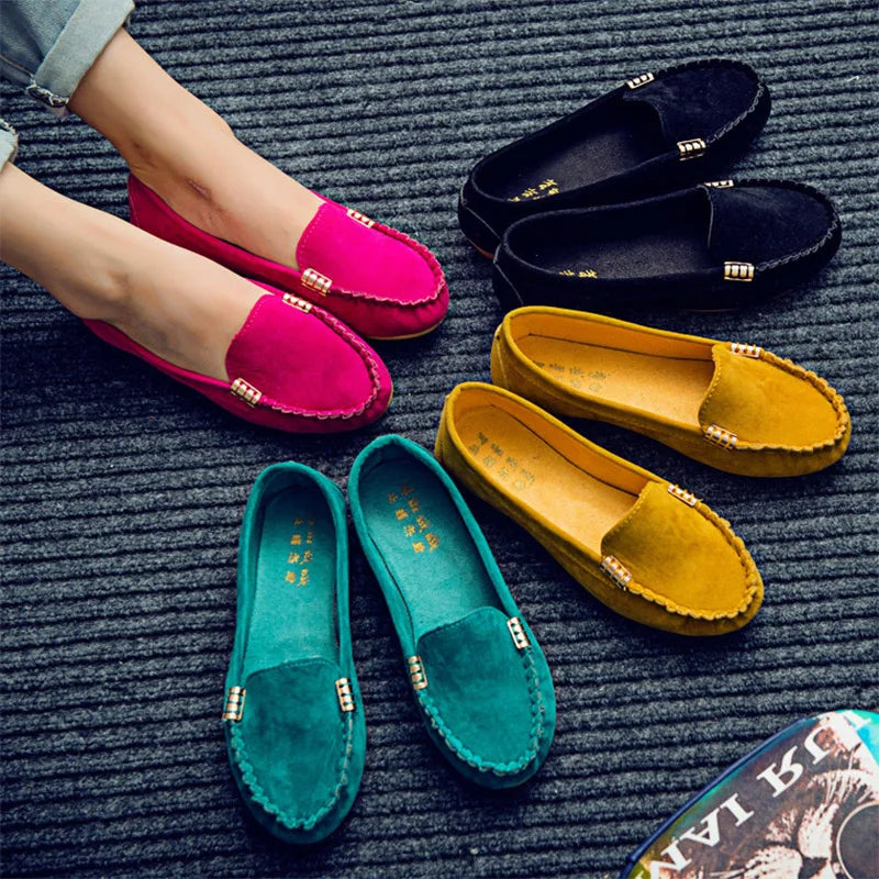 Big Size 35-43 Women Loafers Candy Color Flats Soft Slip on Flat Shoes Woman Ballet Flats Boat Shoes Ladies Shoes zapatos mujer